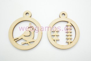 Ξύλινο Διακοσμητικό διπλό πουλάκι (60053)