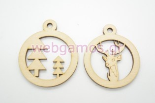 Ξύλινο Διακοσμητικό διπλό τάρανδος (60052)