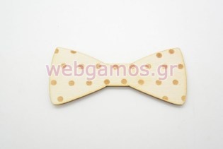 Ξύλινo Διακοσμητικό παπιγιόν πουά (600331)