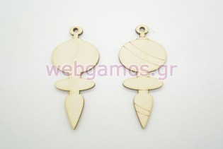 Ξύλινο Διακοσμητικό στολίδι μακρόστενο (60023)