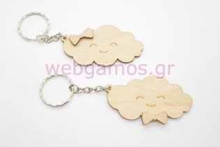 Ξύλινο Μπρελόκ συννεφάκι (01067)