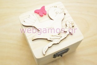 Ξύλινο κουτί πουλάκι με λεπτομέρειες plexiglass (152015)