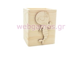 Μπομπονιέρα Ξύλινη Μολυβοθήκη μικρή γοργόνα (195740)