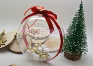 Χριστουγεννιάτικη Διάφανη μπάλα στολισμένη με στοιχείο plexiglass (5160019)
