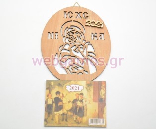 Ξύλινο Ημερολόγιο χριστιανικό τοίχου παναγία η βρεφοκρατούσα 2026 (10061)
