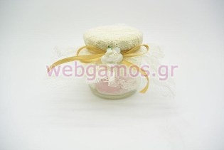 Βαζάκι με λουκούμια με εκρού δαντέλα (853413)