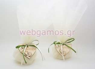 Μπομπονιέρα Γάμου Βάπτισης καρδιά με πατουσάκια (5123295)