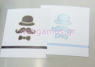 Λαδόπανα Βάπτισης μουστάκι - παπιγιόν (1489)