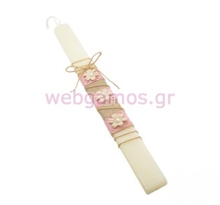 Πασχαλινή λαμπάδα με δαντέλα και λουλούδια (195727)