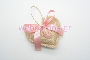 Μπομπονιέρα Γάμου πουγκί καρδιά με καμέο (201707)