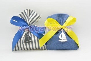 Μπομπονιέρα Βάπτισης πουγκί καραβάκι (636142)