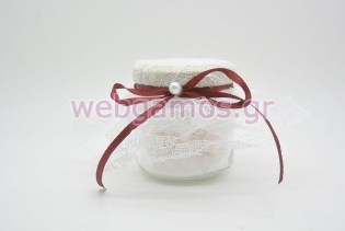 Βαζάκι με λουκούμια με λευκή δαντέλα (611737)