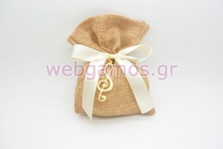 Μπομπονιέρα Βάπτισης πουγκί νότα (980023)