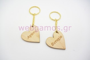 Μπρελόκ Ξύλινο καρδιά ευχές (3151)