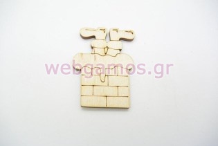 Ξύλινη Διακοσμητική χριστουγεννιάτικη καμινάδα (010700017)