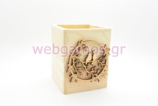 Μπομπονιέρα Ξύλινη Μολυβοθήκη πουλάκια (152097)