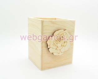 Μπομπονιέρα Ξύλινη Μολυβοθήκη τριαντάφυλλο (152100)