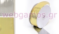 ΚΟΡΔΕΛΑ ΓΥΑΛΙΣΤΕΡΗ ΑΣΗΜΙ/ΧΡΥΣΗ ΜΕ ΣΥΡΜΑ 3.8cm x 25Y 0501342