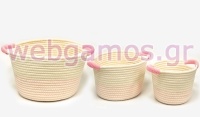 ΚΑΛΑΘΙ ΛΕΥΚΟ BOHO ΒΑΜΒΑΚΕΡΟ ΡΟΖ ΧΕΡΟΥΛΙ ΣΕΤ/3 HK-M9077I 0502323