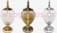 ΒΑΖΟ ΓΥΑΛΙΝΟ ΜΕΤΑΛΛΙΚΟ ΚΑΠΑΚΙ ΚΑΙ ΠΟΔΙ TG001 32cm x 14cm 0503154