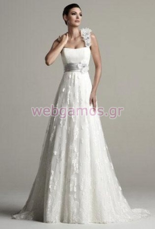 Νυφικό Δαντέλα με λεπτομέρεια λουλούδι (0101)