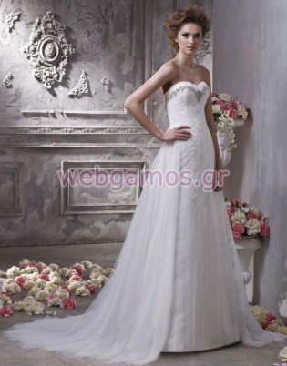 Νυφικό Δαντέλα και μεταξωτό τούλι (0163)