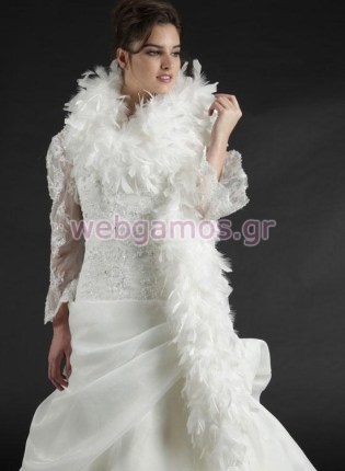 Νυφικό μπολερό με φτερά (modestie)