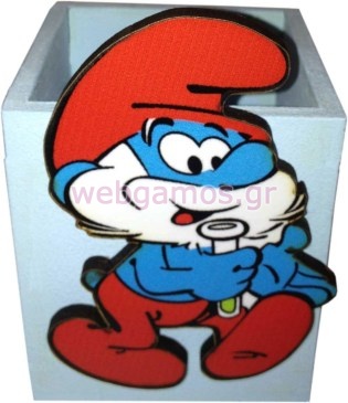 Ξύλινη Μολυβοθήκη στρουμφάκι (pencase004)