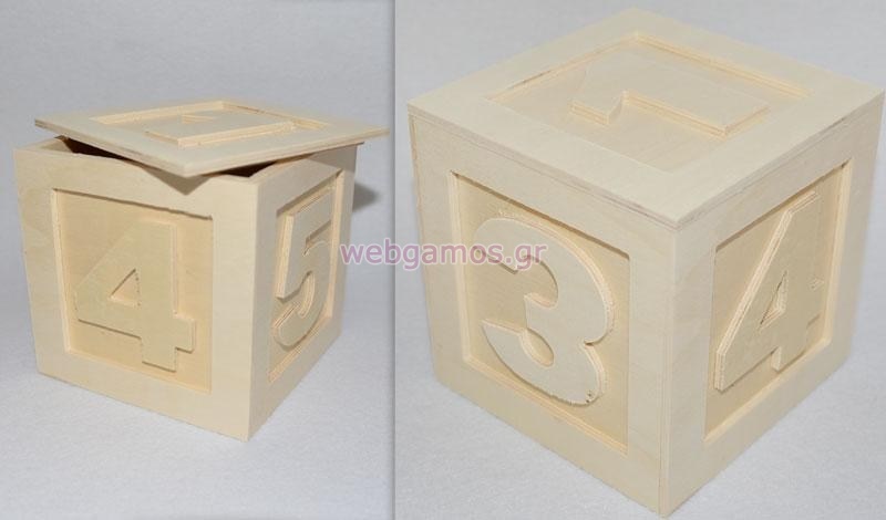 Ξύλινο Κουτί κύβος με νούμερα (0519420)
