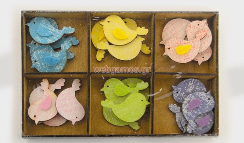 Ξύλινο Κουτί με 24 χρωματιστά πουλάκια (0519567)