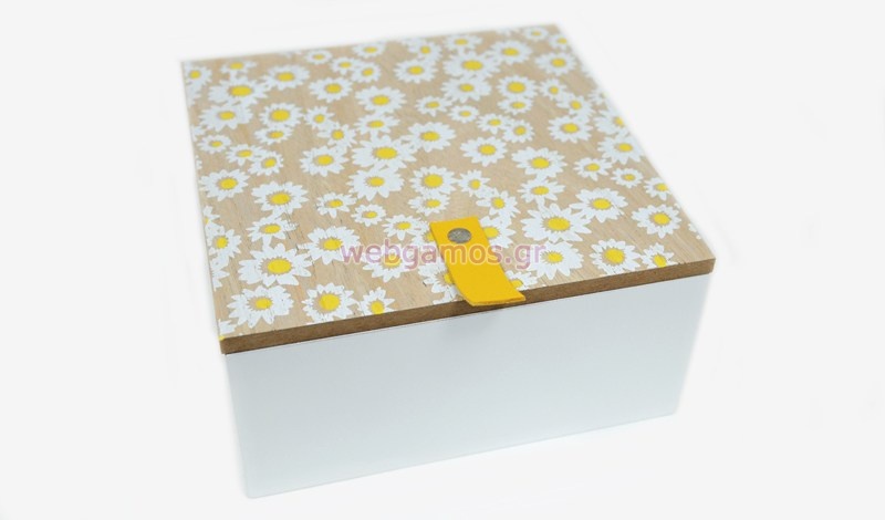 Ξύλινο Κουτί με σχέδιο μαργαρίτες  20 εκ (0621277)