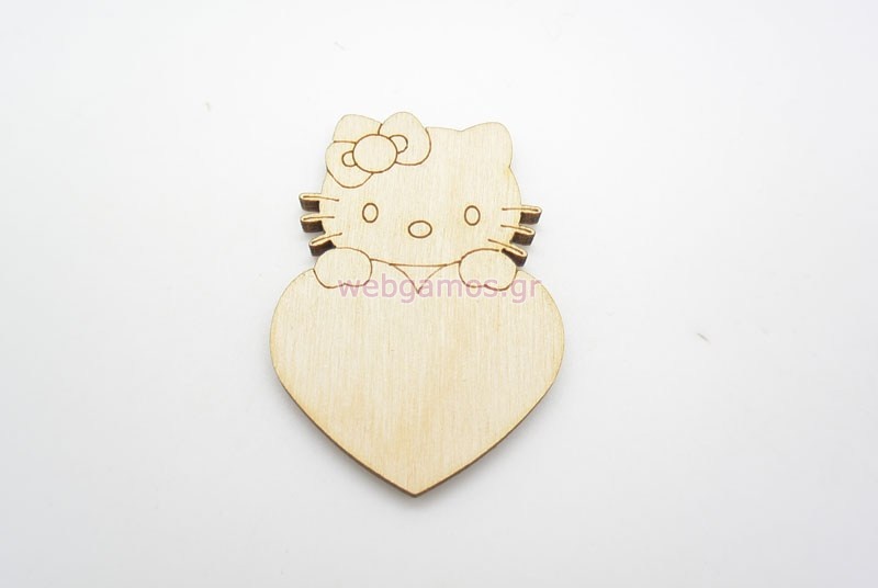 Ξύλινο Διακοσμητικό hello kitty με καρδιά (011600254)