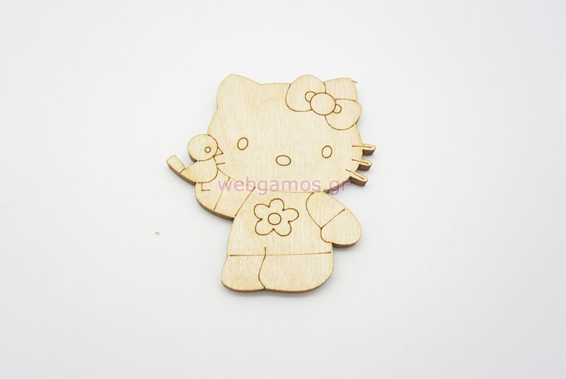 Ξύλινο Διακοσμητικό hello kitty με πουλάκι (011600255)