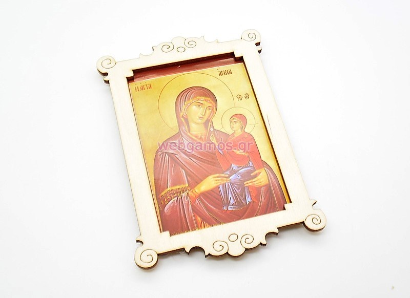  Μπομπονιέρα βάπτισης ξύλινη εικόνα με επιλογή Αγίου (10501100)