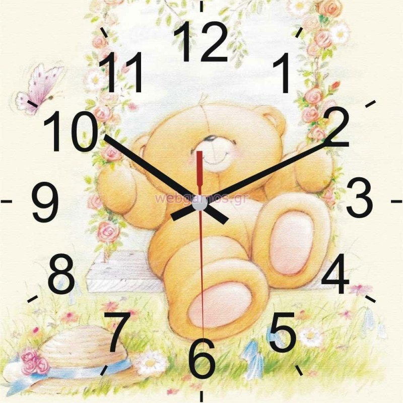 Καμβαδάκι Ρολόι αρκουδάκι (x015)